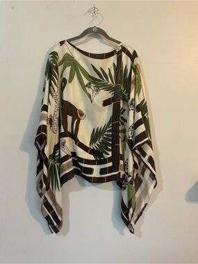 Rani Arabella Kaftan Blouse Cashmere Silk Wool Monkey Collection $980 retail